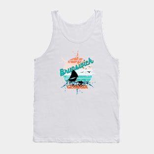 Brunswick Georgia Retro Vintage Exploding Sunset Tank Top